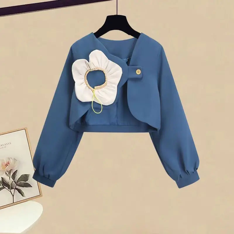 Plus Size Women's Spring Outfit Set with Stylish Top & Dress