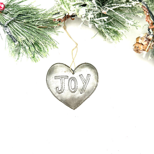 Rustic Natural Joy Heart Ornament