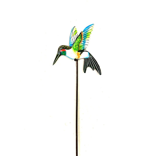 Green/Blue Hummingbird Garden Stake- Painted