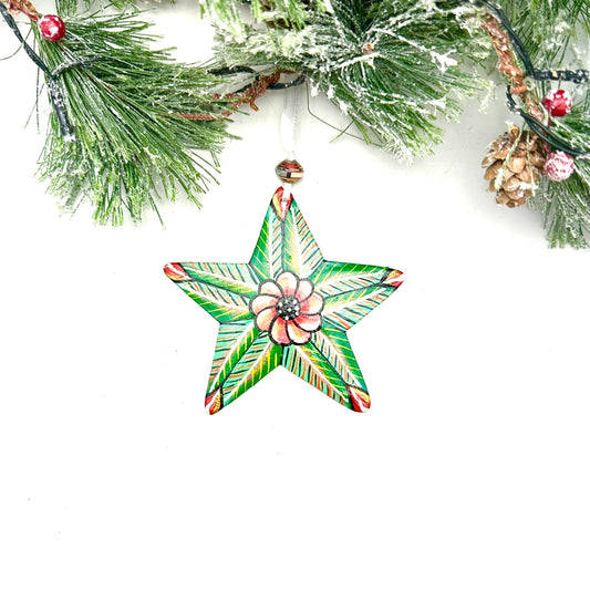 Green Floral Star Ornament
