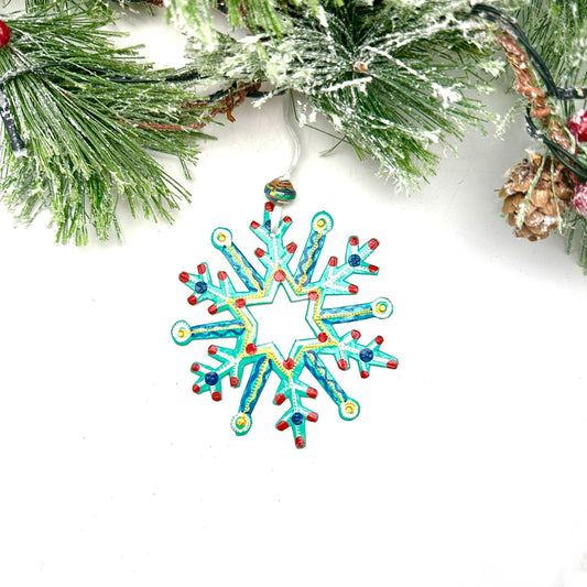 Turquoise Snowflake Ornament