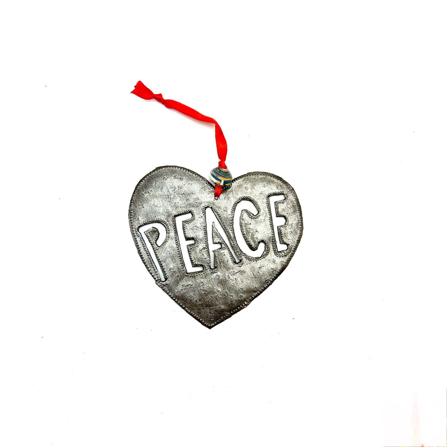 Rustic Natural Peace Heart Ornament