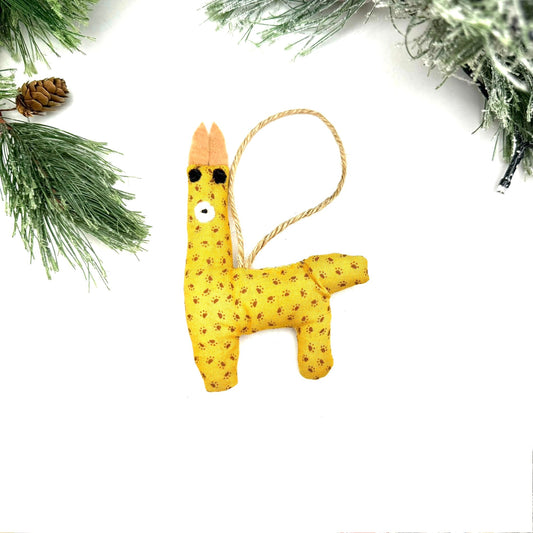 Llama Ornament- Yellow Prints