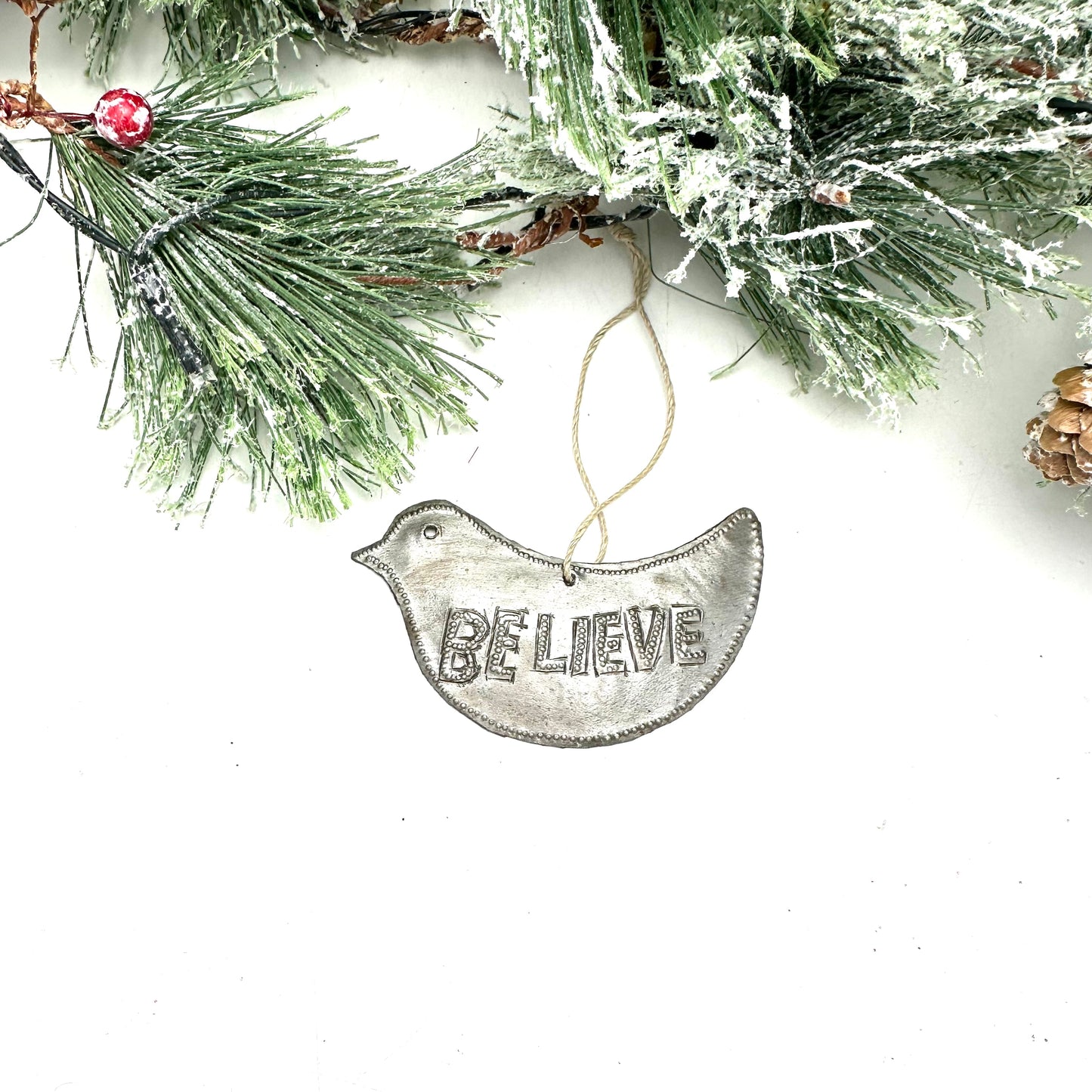 Rustic Natural Believe Ornament