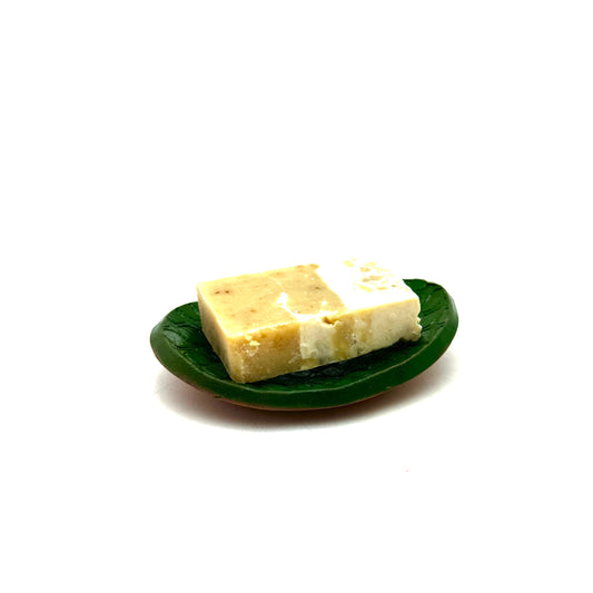 Oval Forest Green Lace Print Soap Dish