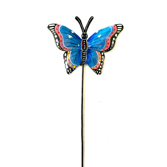 Pink Blue Butterfly Garden Stake