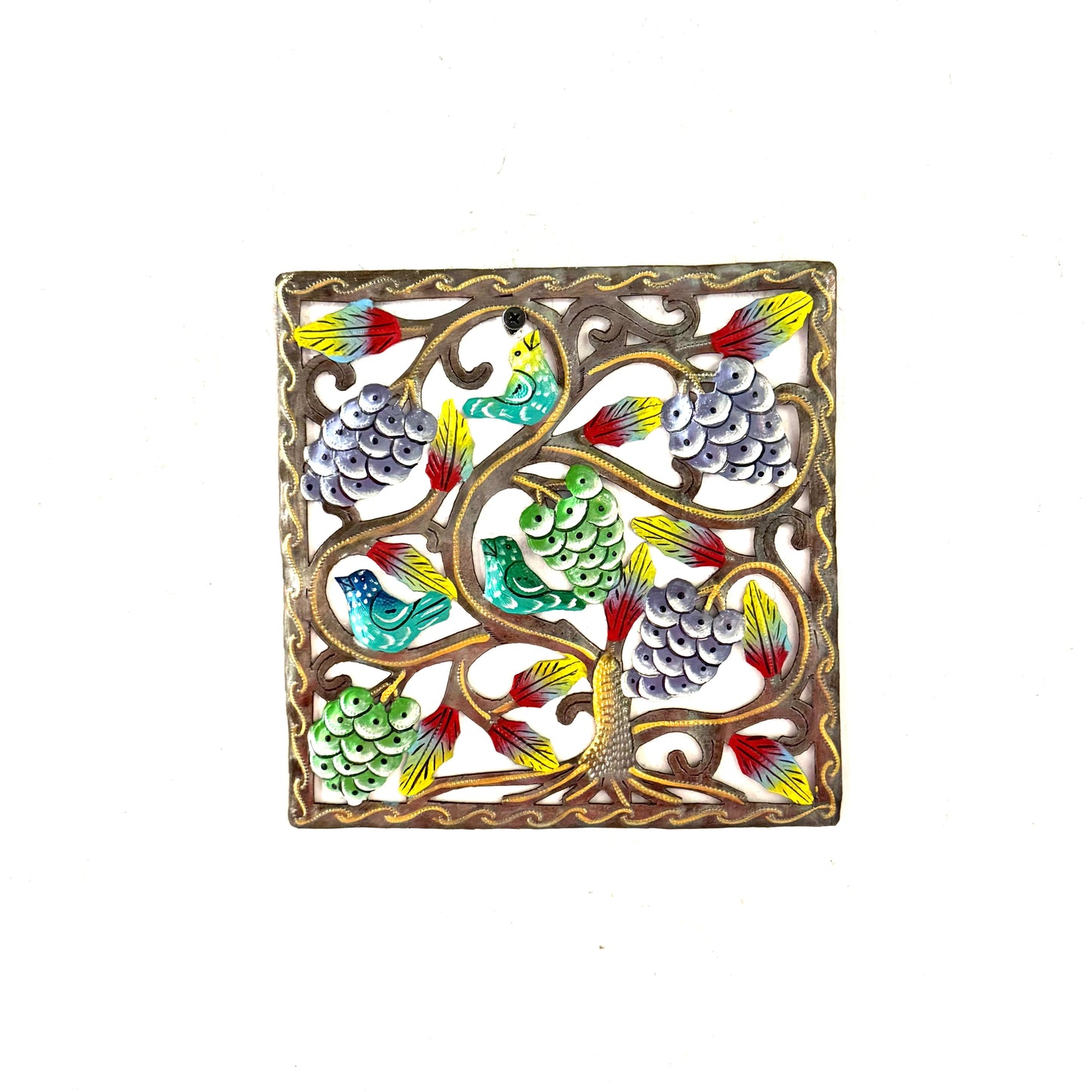 Small Square Birds with Green and Purple Fruit