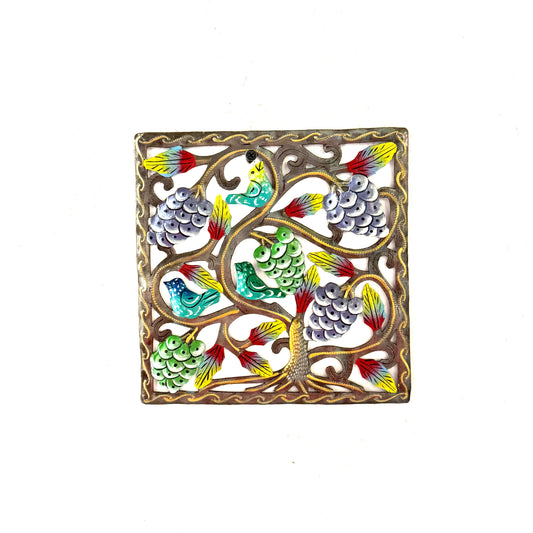 Small Square Birds with Green and Purple Fruit