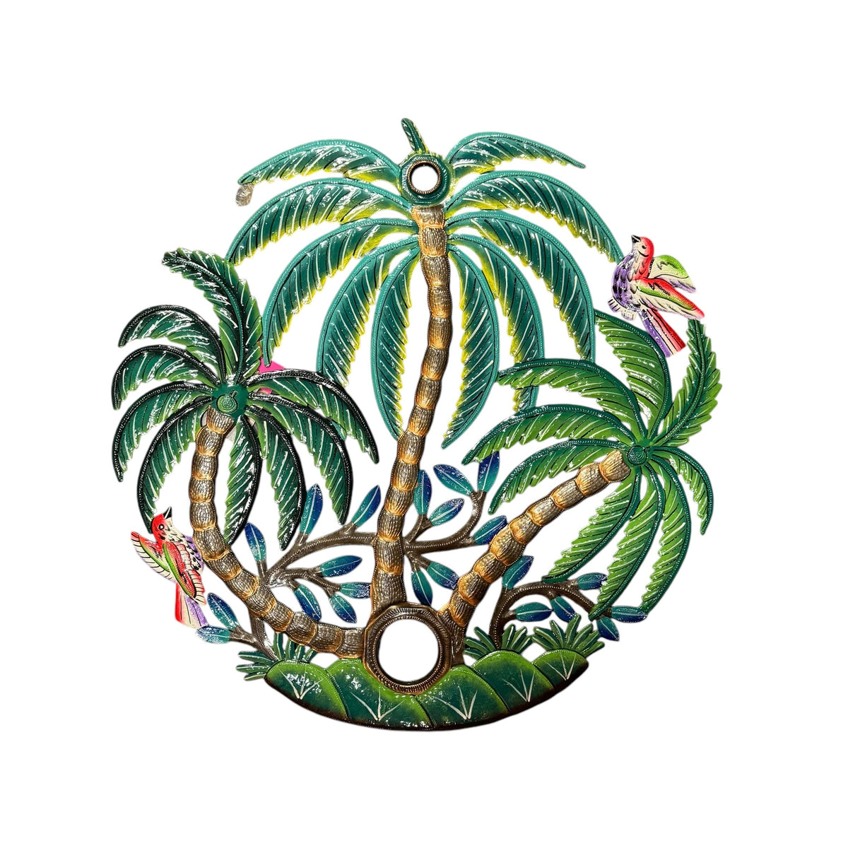 Green Palm Trees Oil Drum Top