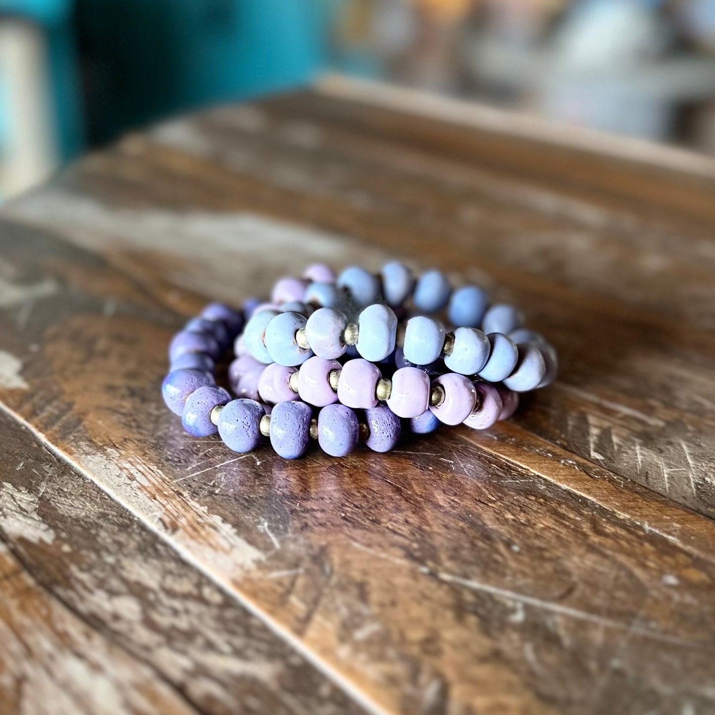 Lavender Watercolor Bracelet Stack