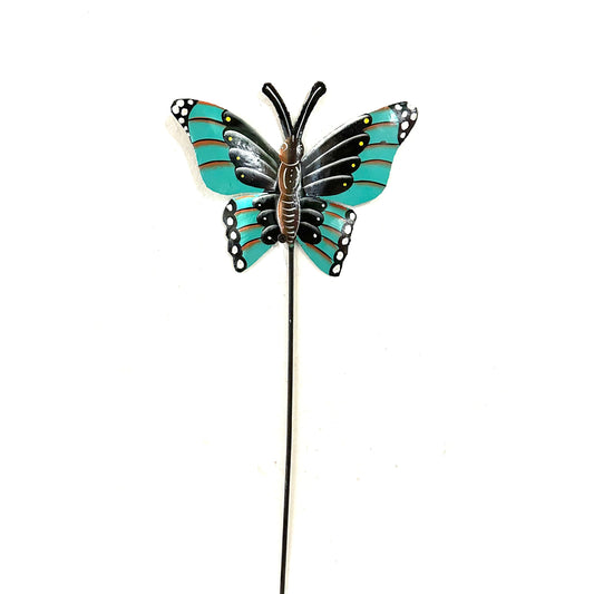 Black and Turquoise Butterfly Garden Stake