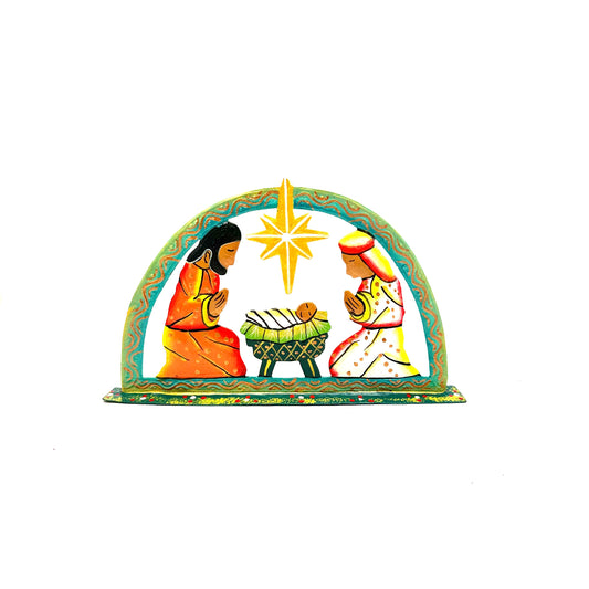 Arched Turquoise- Green Nativity