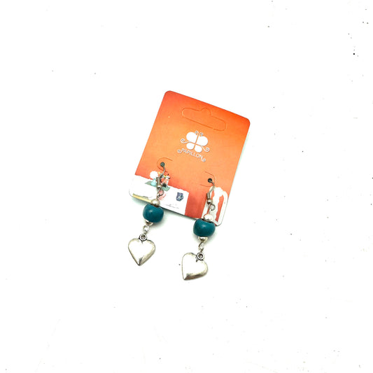 Heart Charm Earring- Turquoise