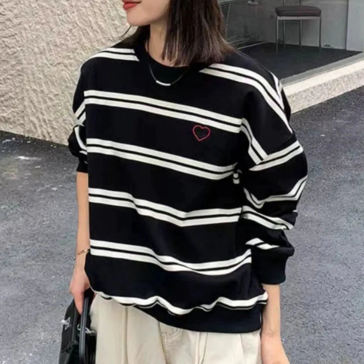 American Retro Striped Sweater for Women