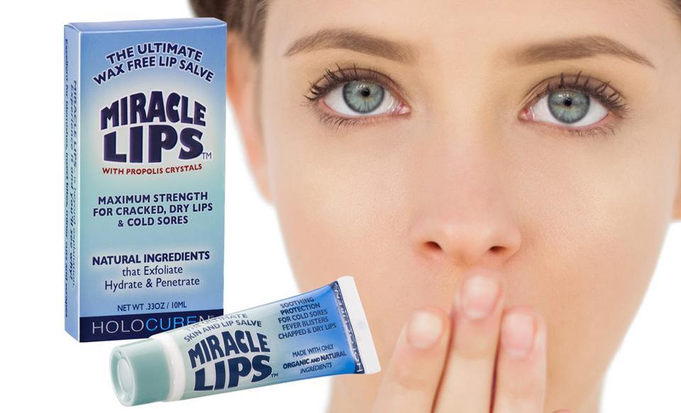 Miracle Lips Salve for Dry, Cracked, Sunburned Lips & Cold Sores