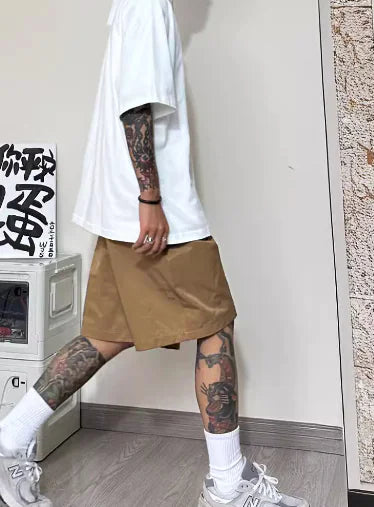 Loose-Fit Cropped Wide-Leg Pants with Elastic Waist