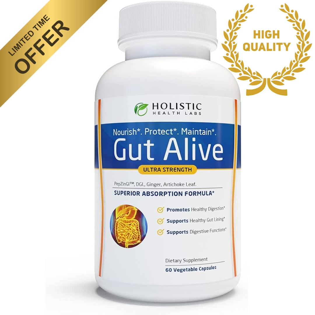 Gut Alive Restore Gut Lining – Zinc Carnosine Capsules for Leaky Gut, IBS, Heartburn, Acid Reflux & Bloating (60 Caps)