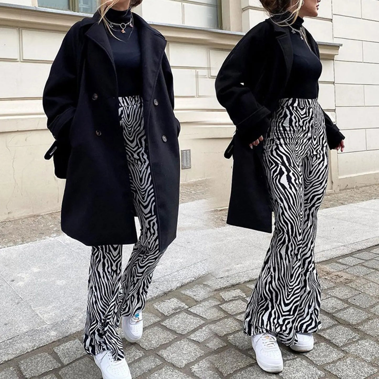 Zebra Print Wide Leg Pants
