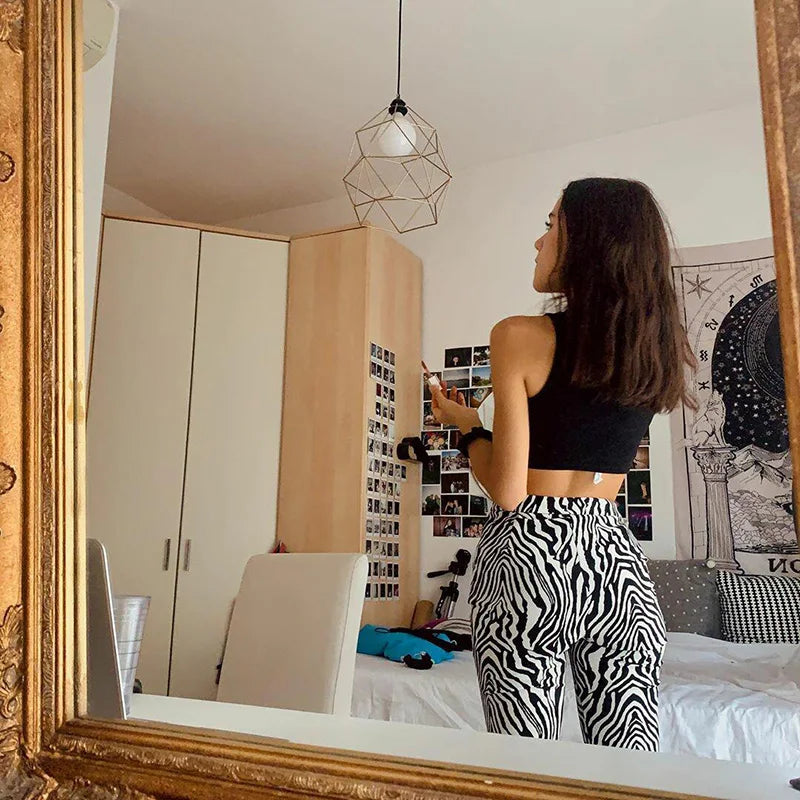 Zebra Print Wide Leg Pants