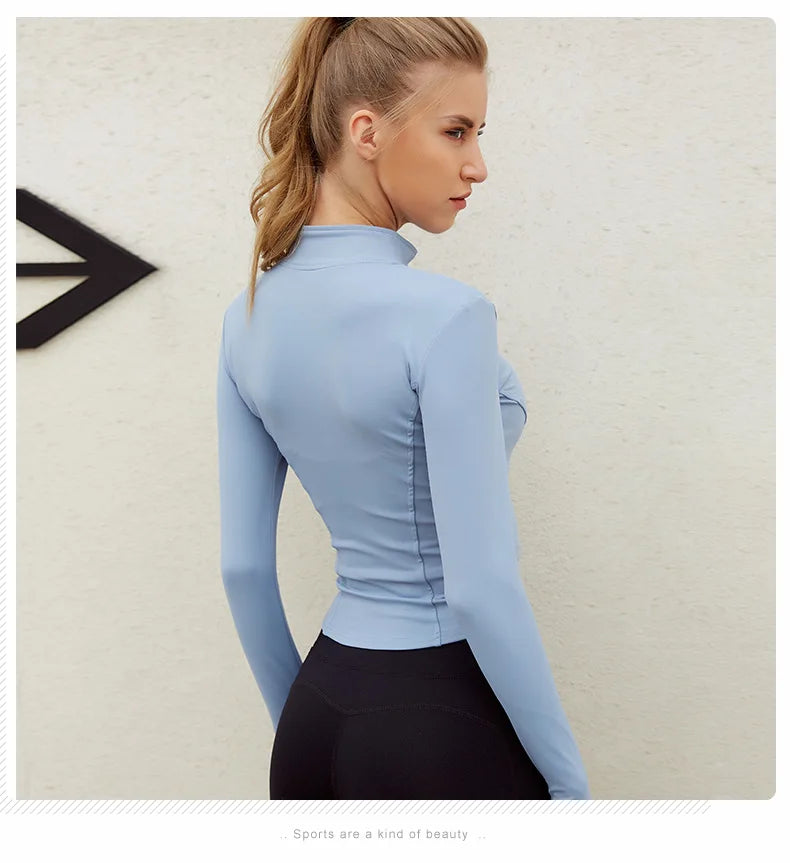 Peeli Long Sleeve Sports Jacket Women Zip Fitness Yoga