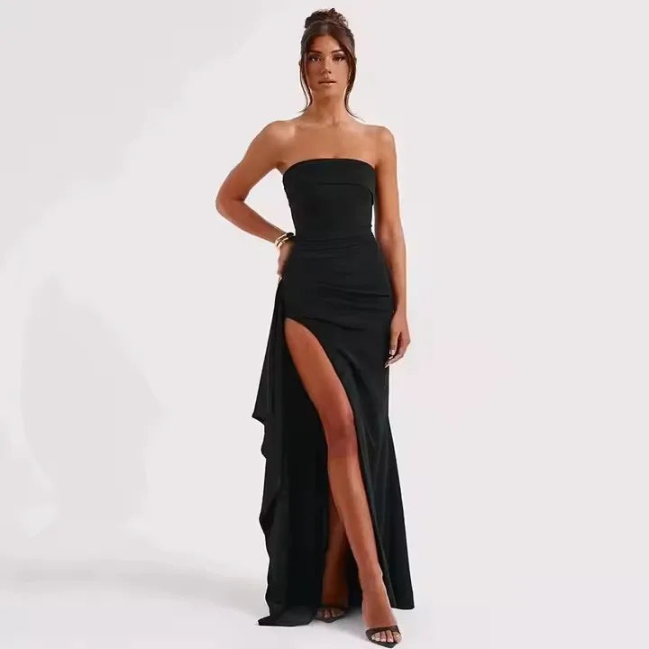Elegant Backless Sexy Dress Vespids Casual Sleeveless High Slit Long Dress