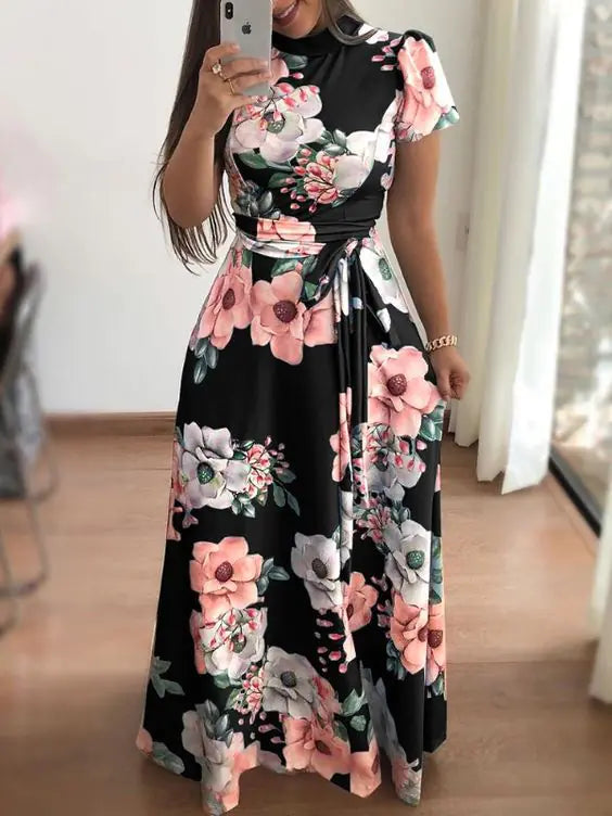 Women's Floral Print Short Sleeve Dress