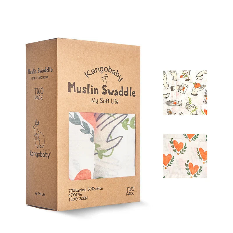 Kangobaby 2pcs/Set Soft Bamboo Cotton Baby Blanket