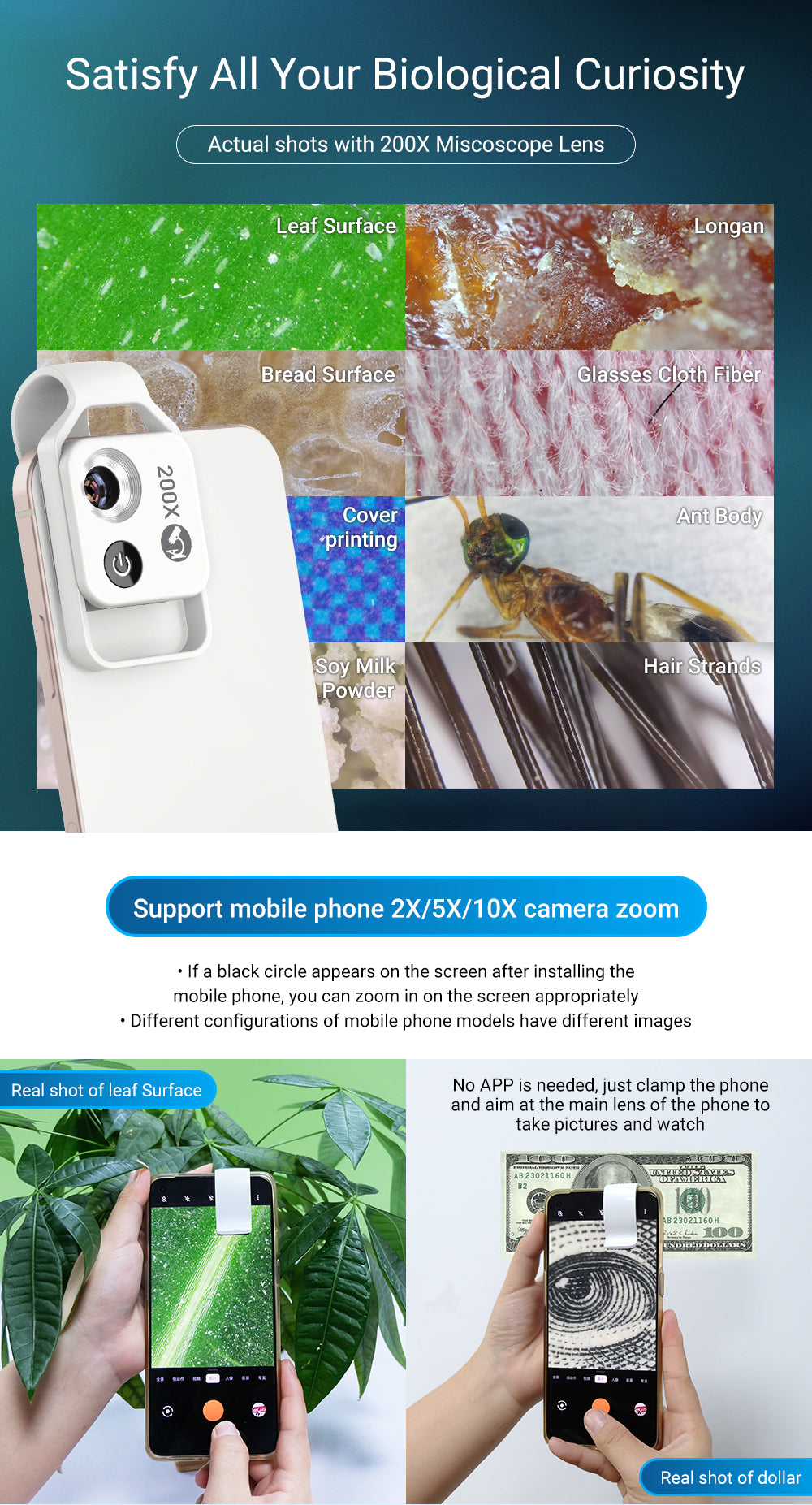 200X magnification Lens for Mobile Phone