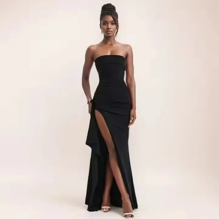 Elegant Backless Sexy Dress Vespids Casual Sleeveless High Slit Long Dress