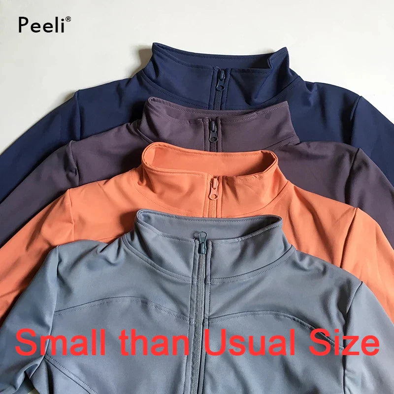 Peeli Long Sleeve Sports Jacket Women Zip Fitness Yoga