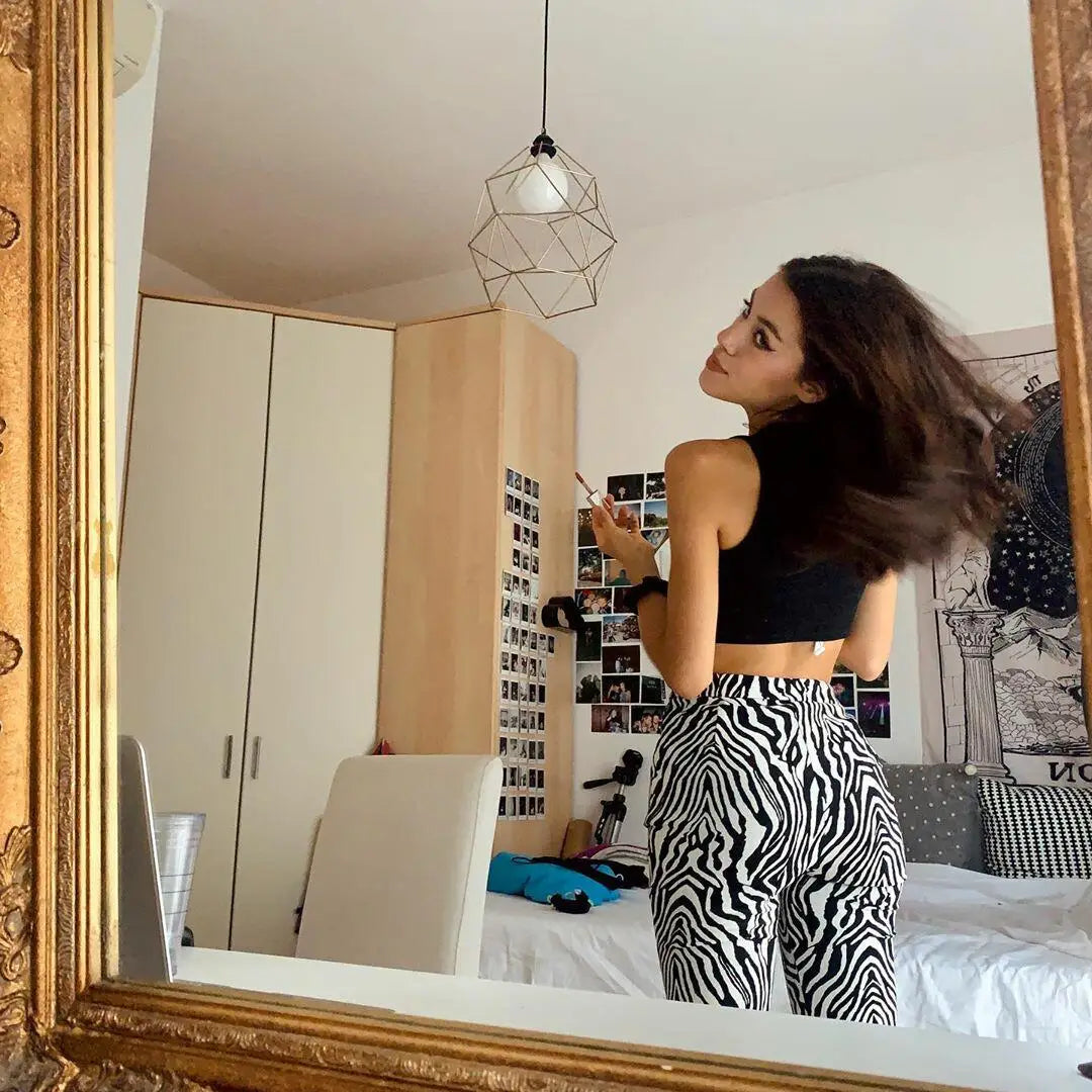 Zebra Print Wide Leg Pants