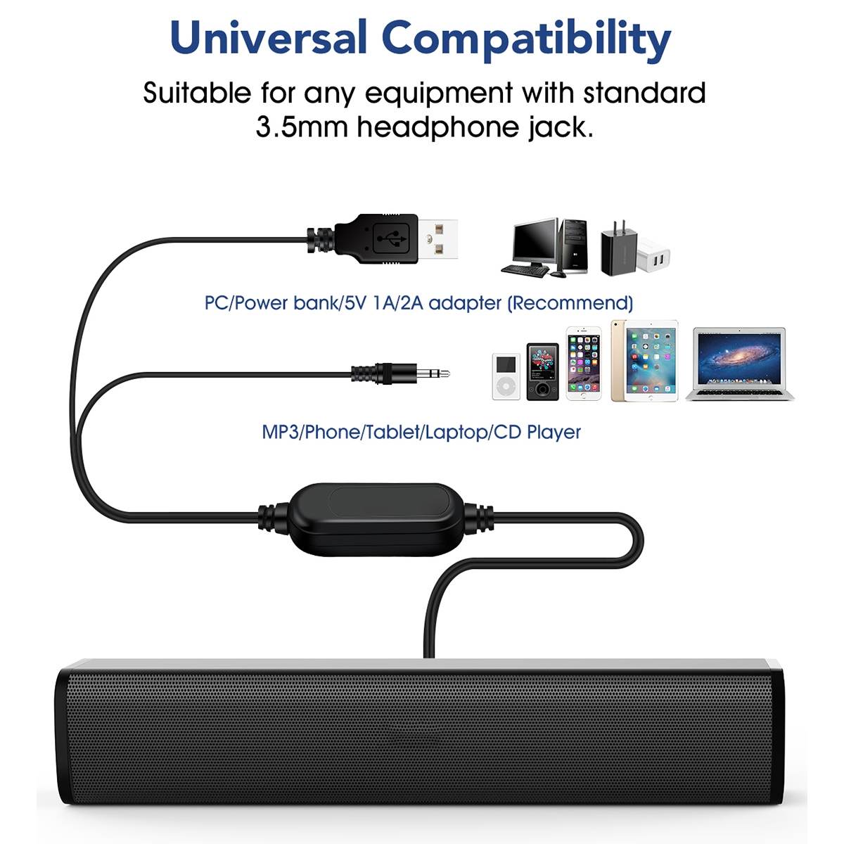 Desktop PC Portable Sound Bar Speaker