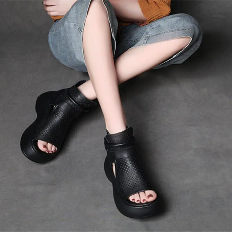 High-Top Women's Retro Platform Heel Sandals