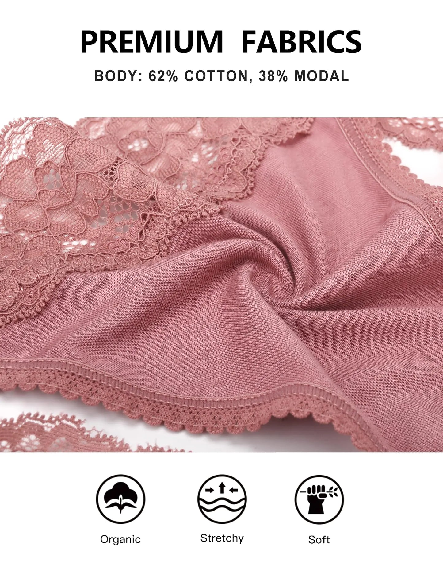 voenxe Seamless Lace Thongs for Women No Show Thong Underwear,Lady Breathable Comfort Panty Soft Laser Cut Undie,Tanga,5-Pack Coffee X-Small