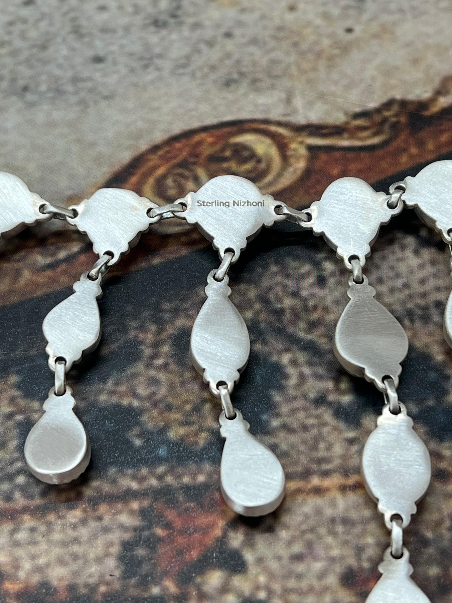 Handmade Sterling Silver Royston Ribbon Turquoise Necklace with Signed Nizhoni