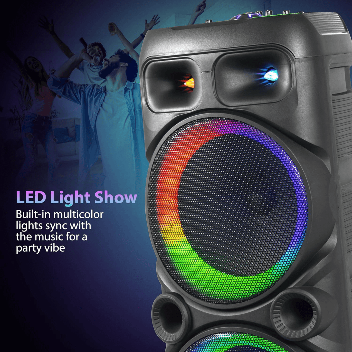 IQ Sound 2x12-Inch Portable Bluetooth Party Speaker