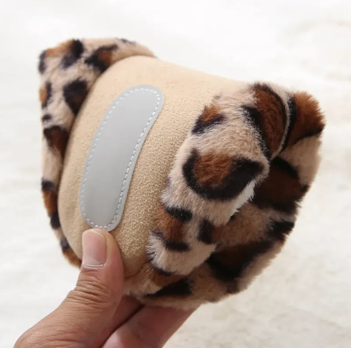 Leopard Print Rabbit Fur Indoor Slippers