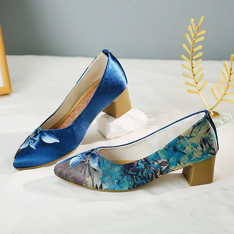 Elegant Floral High Heels for Women with Round Toe