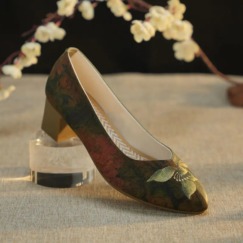 Elegant Floral High Heels for Women with Round Toe