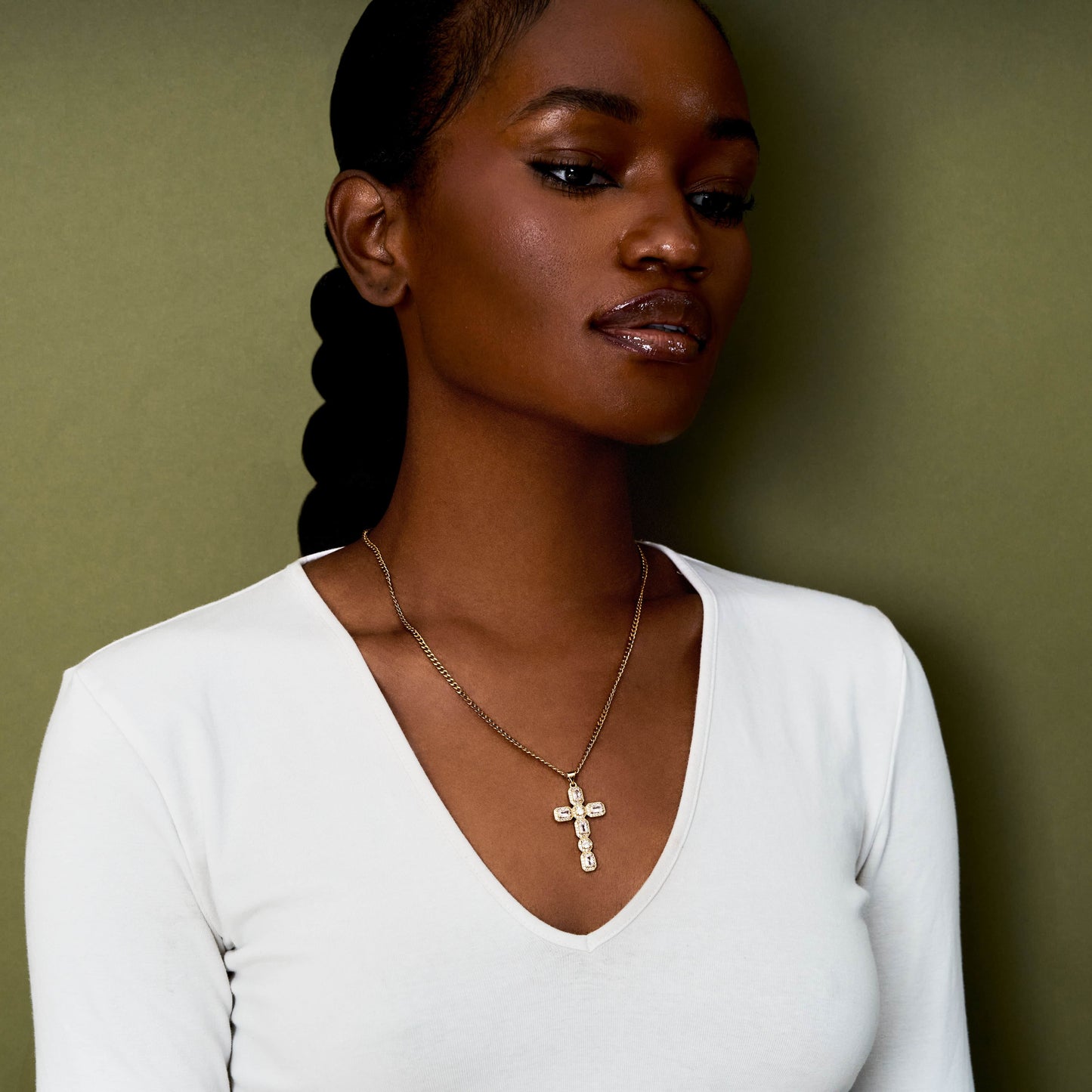 Halo CZ Cross Pendant