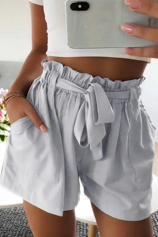Women's High Waist Elastic Wide Leg Casual Shorts
