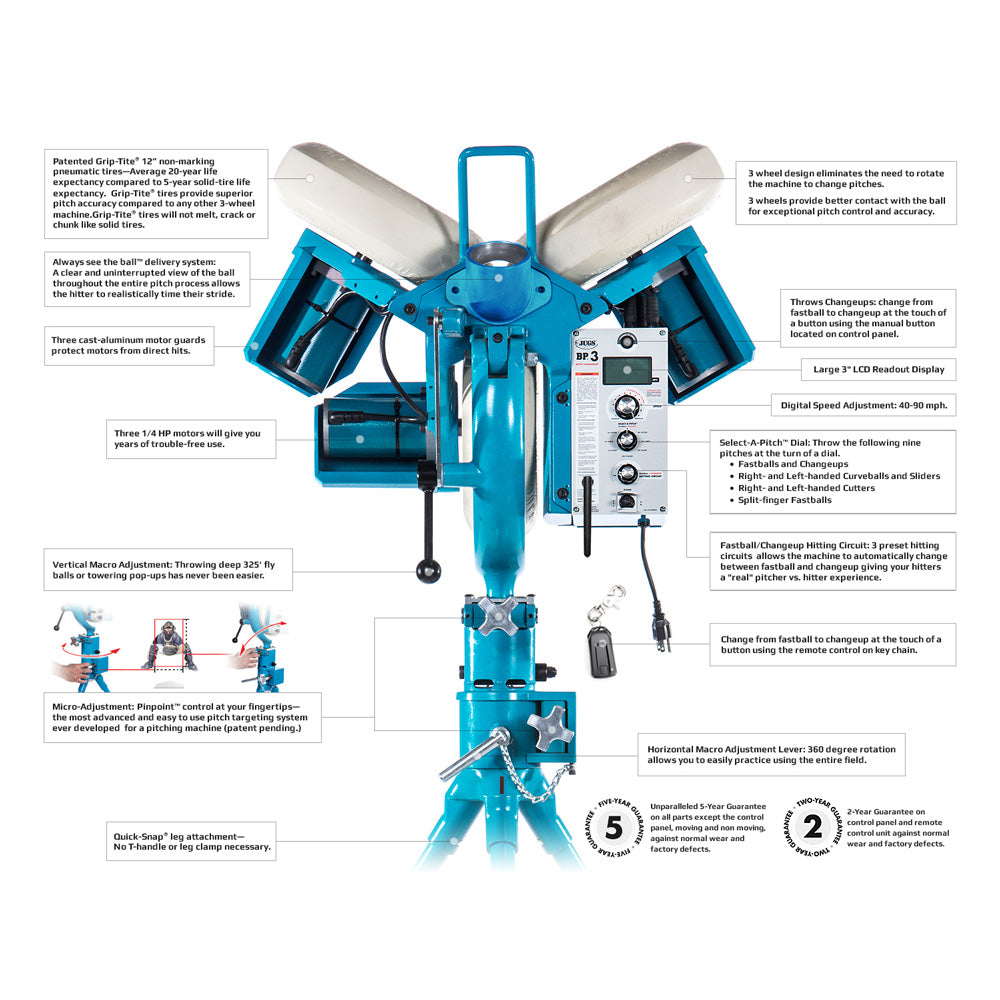 JUGS BP®3 Baseball Pitching Machine with Changeup