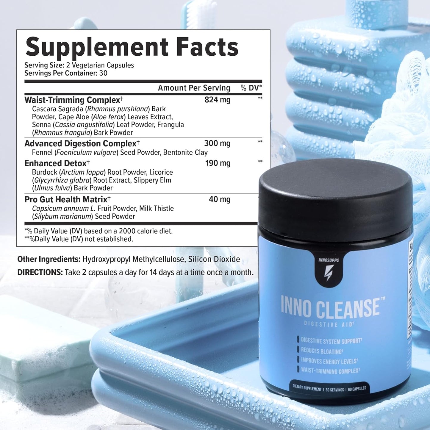 InnoSupps Inno Cleanse – Vegan Detox & Gut Health Support Capsules – Weight Loss, Bloating Relief, Energy Boost – 60 Count