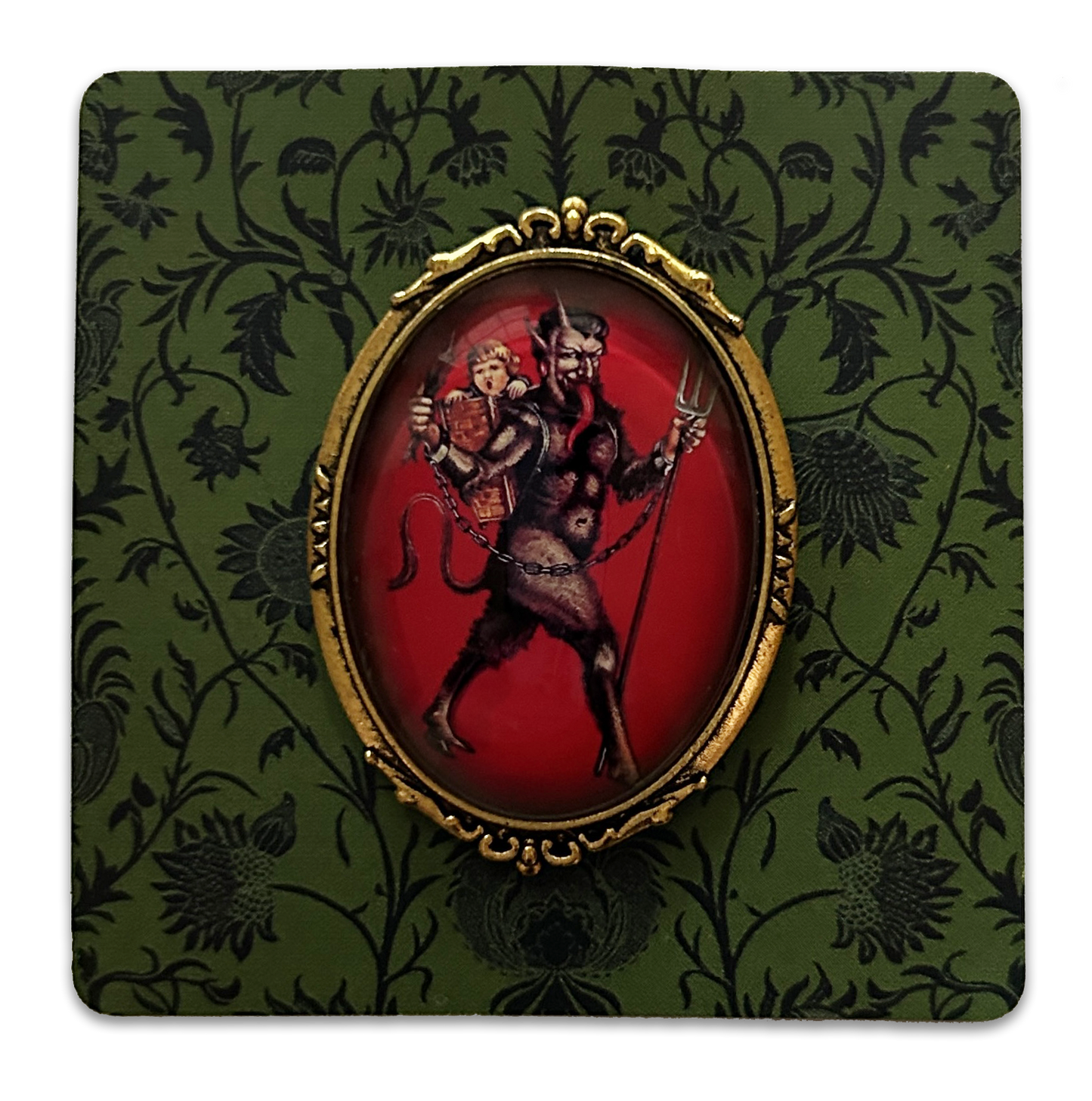 Vintage Cameo Style Krampus Brooch