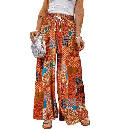 Women's Color block Paisley Wide Leg Pants