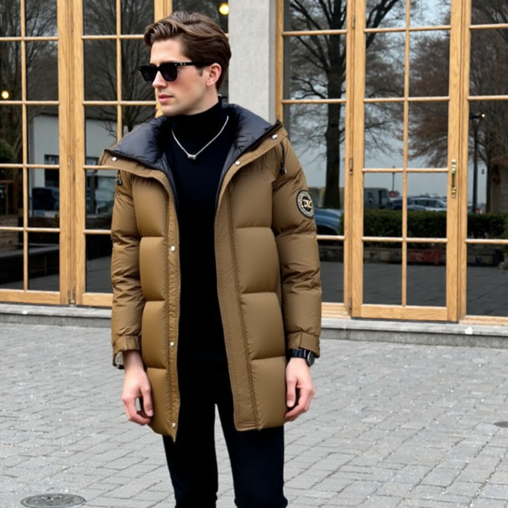 Mens Hooded Zipper Puffy Jacket With Pockets