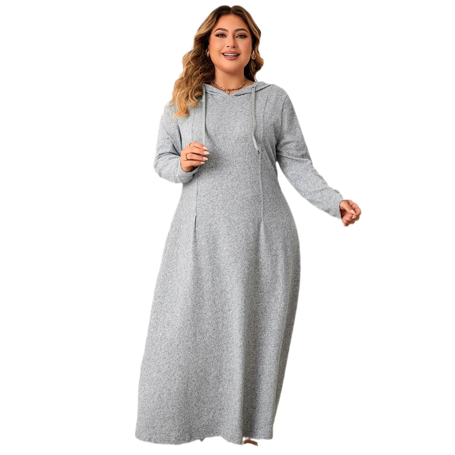 Plus Size Hooded A-Line Casual Dress for Autumn
