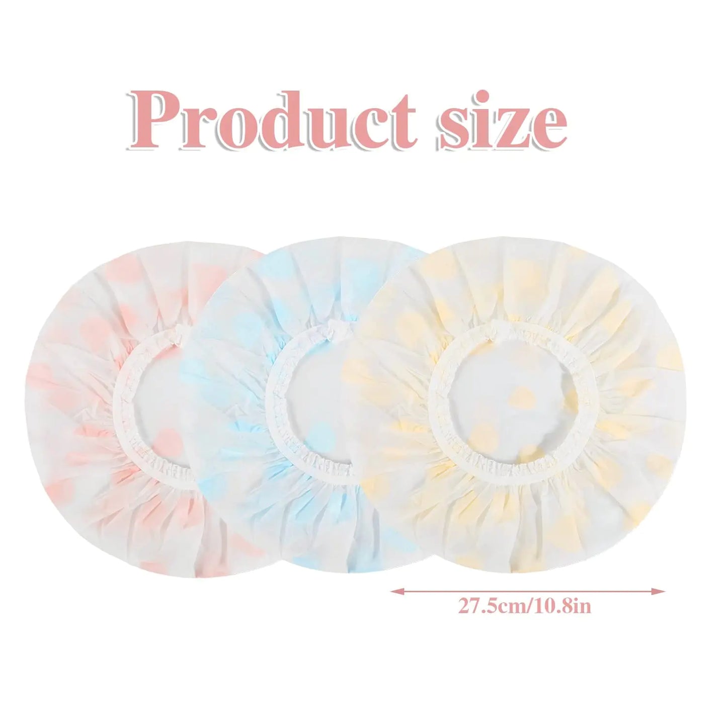 Waterproof Shower Caps, 3 Pcs Plastic Reusable Shower Caps Elastic Band Bath Caps for Women Ladies Spa Salon F