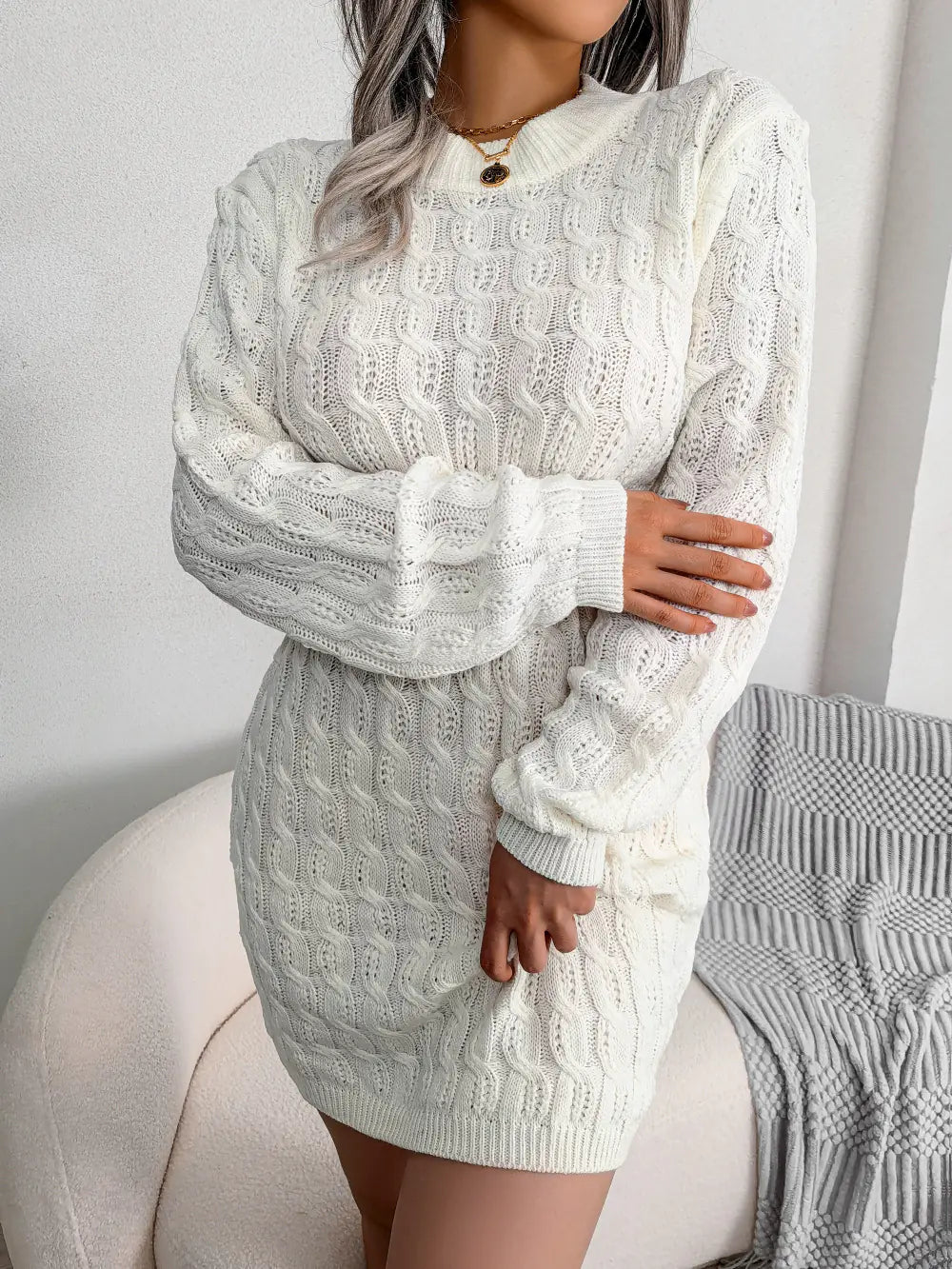 Autumn Winter Casual Knitted Dress for Women