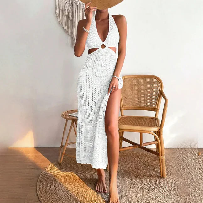 Women's Solid Color Organza Beach Cover Up Dress